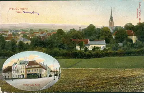 Ansichtskarte Wilsdruff Totale, Hotel zum Adler - 2 Bild 1910