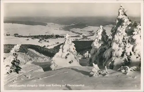 Sankt Joachimsthal Jáchymov Blick vom Keilberg auf Oberwiesental 1932