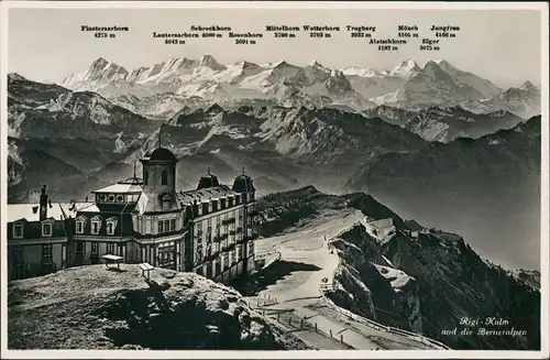 Ansichtskarte Arth SZ Rigi Kulm mit Berner Alpen Kette Panorama 1930