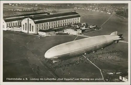 Manzell-Friedrichshafen Landung Graf Zeppelin vom Flugzeug aus, Luftaufnahme 1935