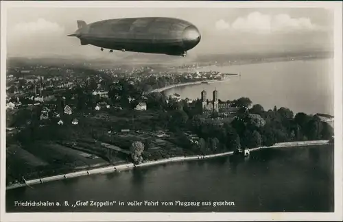 Manzell-Friedrichshafen Luftschiff Graf Zeppelin in voller Fahrt vom Flugzeug aus gesehen 1935