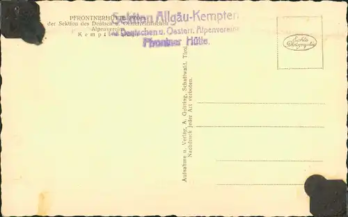 Kempten (Allgäu) Umlandansicht Pfrontner Hütte des Alpenverein 1940
