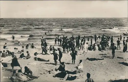 Ansichtskarte Binz (Rügen) belebte Ostsee Strand Partie 1930