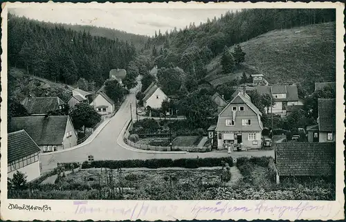 Ansichtskarte Benneckenstein Straße und Tankstelle 1939