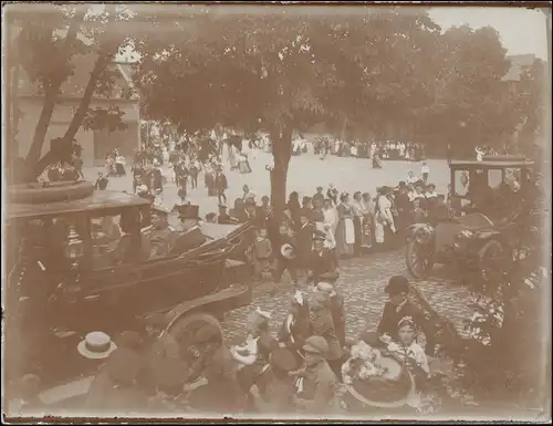 Ansichtskarte  Festumzug Autos Kinder Bürgermeister und Soldat 1912