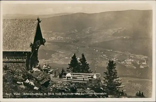 Bayerisch Eisenstein Arberschutzhaus Blick Bayrisch und Böhmisch-Eisenstein 1940