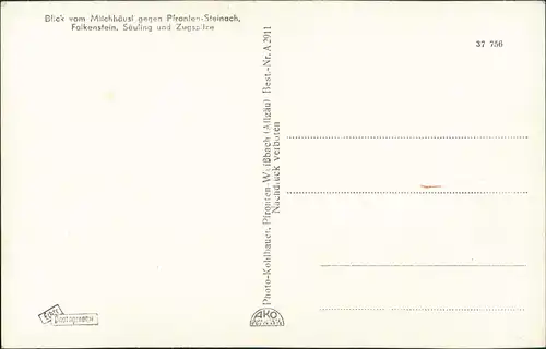 Steinach-Pfronten (Allgäu) Panorama mit Falkenstein, Säuling und Zugspitze 1940