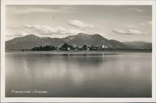 Ansichtskarte Chiemsee Fraueninsel - Chiemsee Blick gegen Alpen Berge 1940