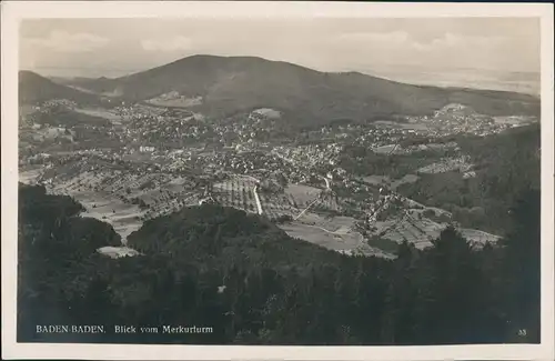 Ansichtskarte Baden-Baden Panorama-Ansicht Blick vom Merkurturm 1940