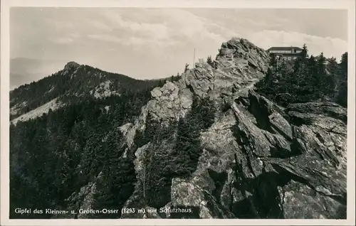 Bayerisch Eisenstein Gipfel des Kleinen- u. Großen-Osser mit Schutzhaus 1940