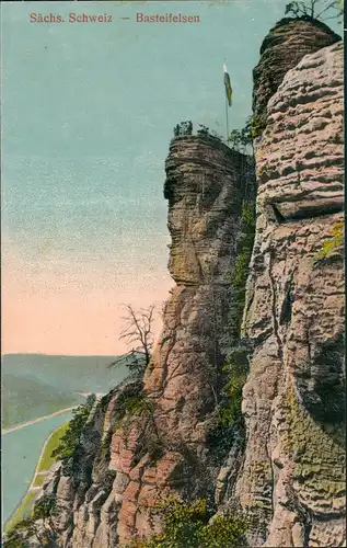 Ansichtskarte .Sachsen Basteifelsen Sächsische Schweiz Elbe Partie 1910