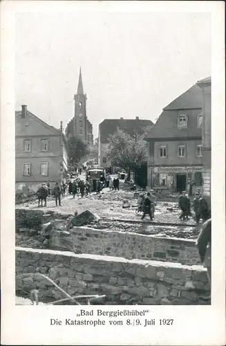 Berggießhübel-Bad Gottleuba- Hochwasser Katastrophe Colonialwaren-Geschäft 1927