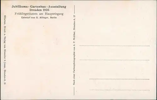 Dresden Jubiläums-Gartenbau-Ausstellung Frühlingsblumen am Haupteingang 1926