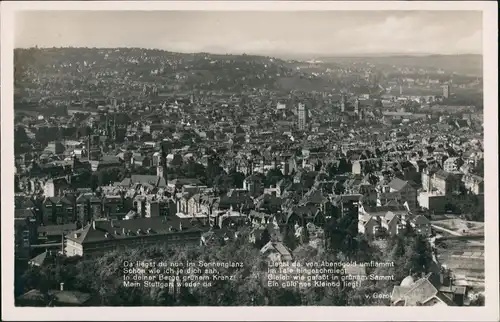 Ansichtskarte Stuttgart Blick über die Stadt 1930