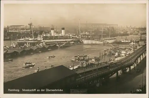 Altona-Hamburg Monteschiff an der Überseebrücke, Hafen & Schiffe 1930