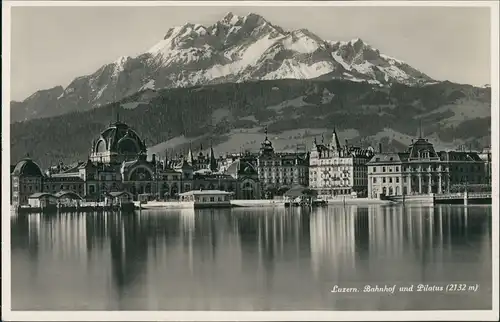 Ansichtskarte Luzern Lucerna Stadt, Berge - Bahnhof 1932