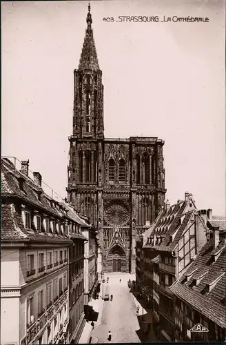 CPA Straßburg Strasbourg Straßenpartie Kathedrale 1931
