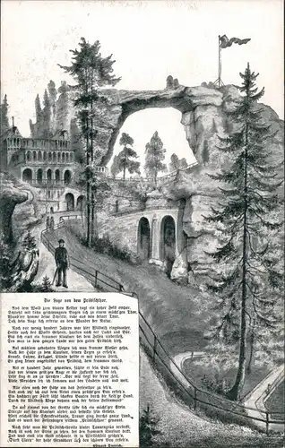 Postcard Herrnskretschen Hřensko Die Sage vom Prebischtor 1925