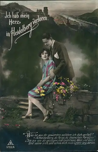 Ansichtskarte Heidelberg Liebe Mann Frau Fotomontage Fotokunst 1912
