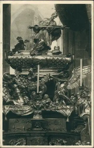 Ansichtskarte  Nepomuk Brunnen gel Prag 1938