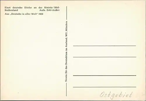 Postcard Klein Bistritz Bystřička Stadtpartie 1959
