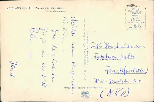 Postcard Bad Salzbrunn Szczawno-Zdrój Kurhaus - belebt 1968