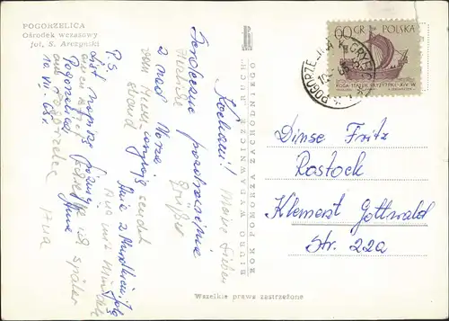 Postcard Fischerkathen Pogorzelica Ferienheim 1965