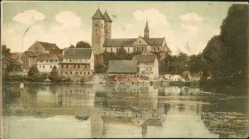 Bad Klosterlausnitz Klosterkirche und Teich gel. Hermsdorf Sachsen Anhalt 1900