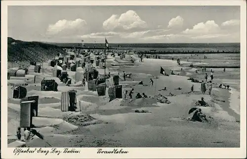 Treptower Deep Regamünde Mrzeżyno Strandleben Reichsfähnchen Bezrk Stettin 1938