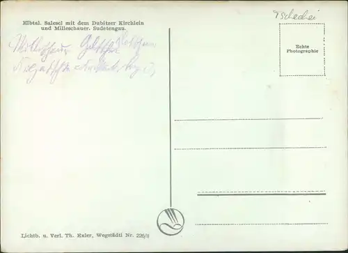 Postcard Salesel Dolní Zálezly Blick in das Elbtal 1931