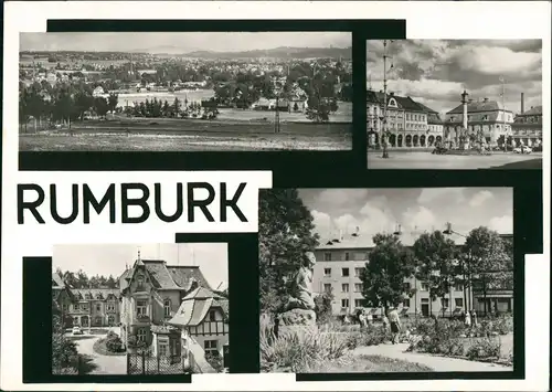 Postcard Rumburg Rumburk 4 Bild Totale, Markt, Häuser 1965