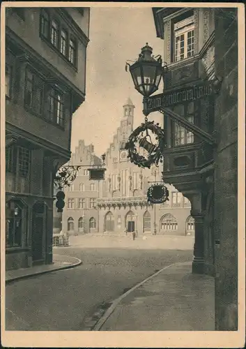 Frankfurt am Main Straßen Partie am Römer, alte Erker-Häuser 1930