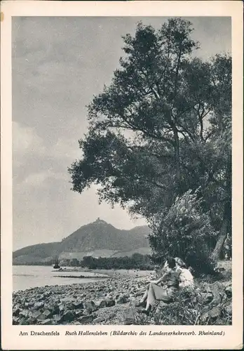 Königswinter 2 Frauen am Ufer des RheinDrachenfals (R. Hallensleben Bild) 1951