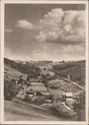 Falkenhain (Erzgebirge) Panorama-Ansicht Heimatschut-Postkarte 1950