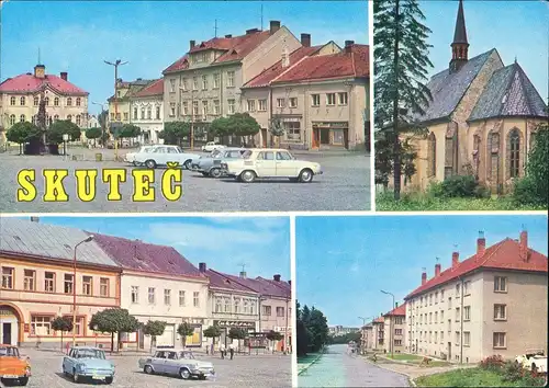 Postcard Skutsch Skuteč Marktplatz, Kirche Straße 1968