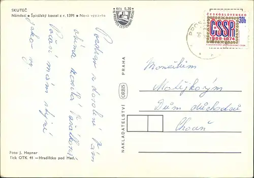 Postcard Skutsch Skuteč Marktplatz, Kirche Straße 1968