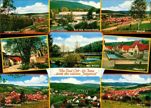 Bad Orb Mehrbild-AK ua. Lettgenbrunn, Oberndorf, Jossgrund,  Jossa 1969