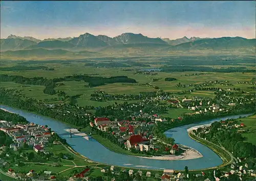 Ansichtskarte Laufen an der Salzach Laufen/Obb. mit Abtsee Luftaufnahme 1961