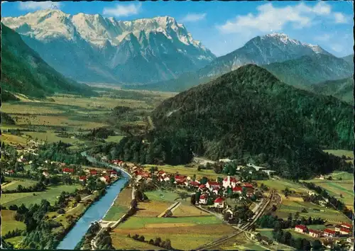 Eschenlohe-Ohlstadt Luftaufnahme, Alpen Fernansicht mit Zugspitze 1969