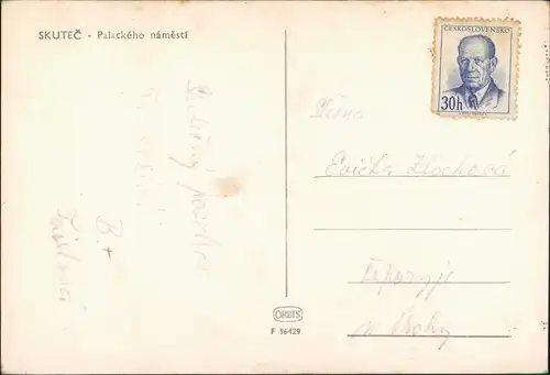 Postcard Skutsch Skuteč Palackého náměstí Stadtteilansicht 1955
