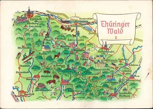 .Thüringen Landkarten Zeichnung Thüringer Wald I. rd. um Brotterode 1974/1973