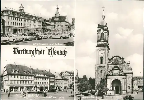 Eisenach DDR Mehrbild-AK Schloß-Museum, Kirche, Marktplatz 1971