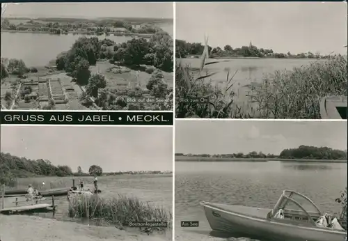 Jabel (Mecklenburg) Panorama-Ansichten DDR Mehrbild-AK See Ansichten 1984