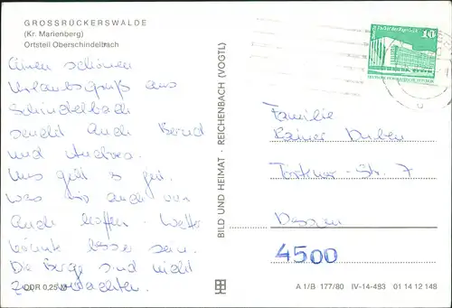 Ansichtskarte Großrückerswalde Totale 1980