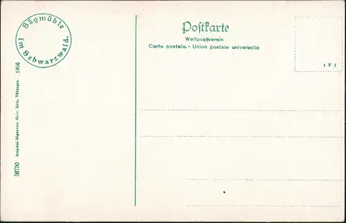 Ansichtskarte .Baden-Württemberg Schwarzwald (Mittelgebirge) Sägmühle 1911