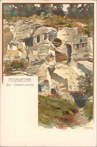 Sammelkarte Überlingen Heidenlöcher - Künstlerkarte K. Mutter 1904