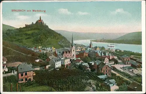 Ansichtskarte Braubach Marksburg - Stadt 1907