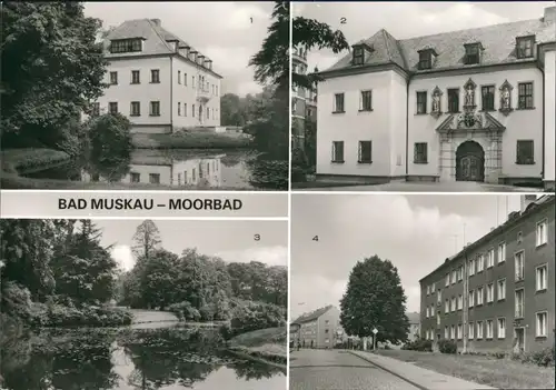 Ansichtskarte Bad Muskau 4 Bild: Schloß, Park, Kirchstraße 1980