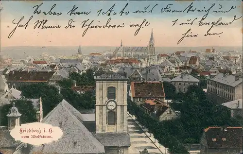 Ansichtskarte Friedberg (Hessen) Straßenblick und Stadt 1908