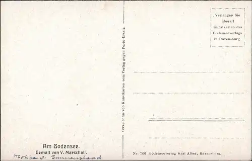 Ansichtskarte .Vorarlberg Am Bodensee Gemälde V. Marschall 1912